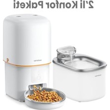 Frefly Store Akıllı Kedi Mama Kabı ve Su Sebili, Ikili Set, Beyaz Renk