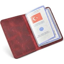Frefly Store Gaga Hakiki Deri Ruhsat Kabı – El Yapımı Araç Evrak Cüzdanı ve Ruhsat Kılıfı, Günlük Kullanım Için Ince ve Dayanıklı Tasarım, Ehliyet ve Belgeler Için Şeffaf Bölmeli Kompakt Organizer - Kırmızı