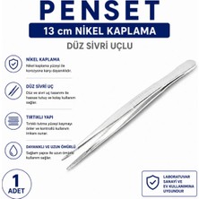 Labolist 13 cm Düz Sivri Uçlu Penset Nikel Kaplama 1 Adet Hassas İşlemler için Metal