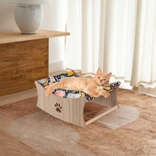 Frefly Store Ahşap Kedi Hamak Yatağı - Paspaslı Yükseltilmiş Dinlenme Alanı
