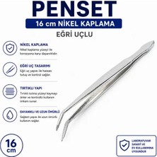 Labolist Penset Eğri Uçlu 16 cm Nikel Kaplama