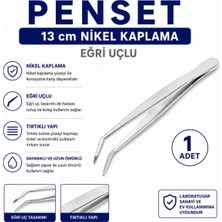 Labolist Penset Eğri Uçlu 13 cm Nikel Kaplama