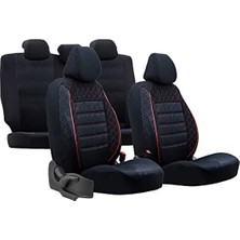 Frefly Store Tam Set Oto Koltuk Kılıfı, Siyah ve Kırmızı Şeritli Tasarım