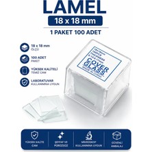 Labolist Mikroskop Lamel 18 x 18 mm - 1 Paket 100 Adet