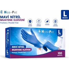 Haspet Nitril Eldiven Mavi Renk L Beden