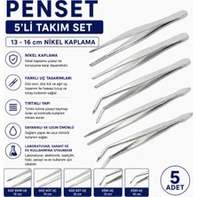 Labolist Penset 5’li Takım Set 13 - 16 cm Nikel Kaplama