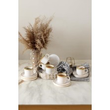 Kazan Hobi Keramika Shizen Krem Stackable Çay Takımı 12 Parça 6 Kişilik Q44