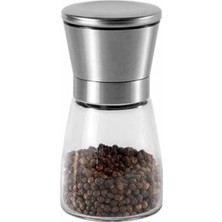 Frefly Store Ayarlanabilir Tuz & Biber Değirmeni - 13 cm Çelik Kapaklı Cam Hazne