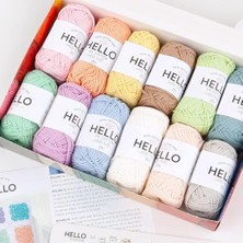 Frefly Store HELLO%100 Pamuk Ip Seti – 12 x 25G Pastel Renk Yumak, Örgü, Tığ Işi, Amigurumi ve Punch Için El Işi Ipi