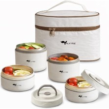 Kazan Hobi Valkyrie 4 Gözlü Paslanmaz Çelik Isı Yalıtımlı Yemek Kabı Seti Çantalı 304 Steel 2x 420ML + 2x 550ML