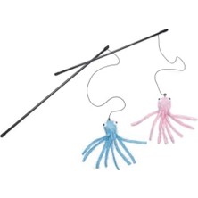 Frefly Store Zilli Peluş Ahtapot Kedi Oltası