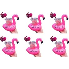 Frefly Store Flamingo Temalı Şişme Havuz Bardak Tutucu, 6 Adet Set