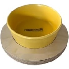 Frefly Store 16 cm Tek Tablalı Hardal Sarısı Seramik Mama ve Su Kabı