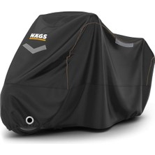 Frefly Store Haegs Motosiklet Brandası, Motor Kılıfı, Örtüsü Dış Mekan Motosiklet Örtüsü Su Geçirmez, Rüzgar, Toz Geçirmez, Motor Garaj Brandası, Kışa Dayanıklı (XXL:265X105X125 Cm) - Siyah