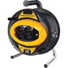 Frefly Store Makaralı 20 Metre Uzatma Kablosu, 4'lü Priz, Dayanıklı Metal Ayak