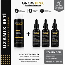 Growpink Hızlı Saç Uzatıcı Uzamix Şampuan ve 3'lü Serum Seti - Dökülme Karşıtı Güçlendirici