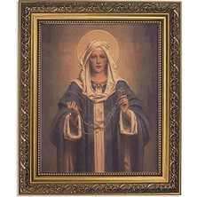 Kazan Hobi Christian Brands Ilham Verici Çerçeveli Baskı Our Lady Of The Rosary, 11WX135H, Kahverengi