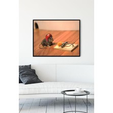Kazan Hobi Postermanya (PSTER10465) Cesur Fare Eğlenceli Mizahi Çerçeveli Tablo (21X30CM)