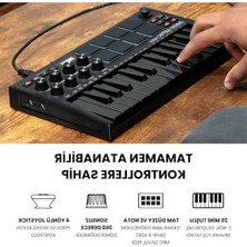 Frefly Store 25 Mini Tuşlu USB Mıdı Klavye, Arkadan Aydınlatmalı 8 Bateri Pedi ve Müzik Yazılımı