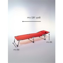 Frefly Store Kırmızı Yastıklı Katlanır Kamp Şezlongu, Konforlu Dinlenme Alanı