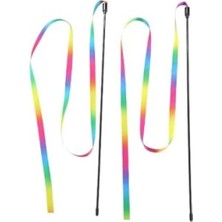 Frefly Store Gökkuşağı Kumaşlı Olta Kedi Oyuncağı - 40 cm