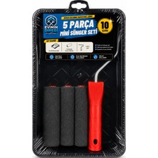 5 Parça Mini Sünger Boyacı Seti 10 cm Sünger Rulo Boya Küveti Saplı