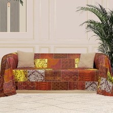 Frefly Store Etnik Desenli Kiremit Renk Koltuk Örtüsü - 180X220 cm Boyutunda