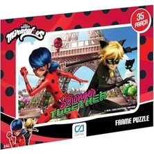 Frefly Store Mucize: Uğur Böceği ile Kara Kedi Lisanslı 35 Parça Çerçeveli 34X24CM Çocuk Puzzle Yapboz (Kırmızı2)