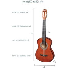 Frefly Store Midex CG-36BRW-PAK Kaliteli 36 Inç 3/4 Juniur Çocuk Gitarı 8-12 Yaş Arası (Tuner Çanta Capo Askı Nota Sticker Pena Metod)