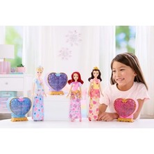 Frefly Store Filmden Ilham Alan  Disney Prensesi Belle Bebek, Aksesuarlar, Kalp Şeklinde Değerli Taş Kutusu ile Çocuk Yüzüğü Dahil 8 Sürpriz ve 9 Parça, JHL51
