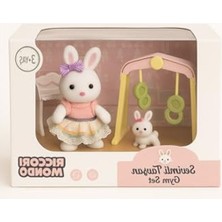 Frefly Store Sevimli Mini Tavşan Figürü ile Aksesuarlı Salıncak Seti, Çocuklar Için Eğlenceli Oyun