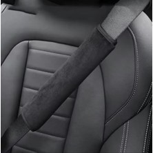 Frefly Store Alcantara Kumaş Oto Emniyet Kemeri Pedi - Antrasit, 4 mm Süngerli