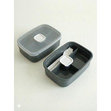 Frefly Store 3 Bölmeli Sızdırmaz Lunch Box, Bpa Içermeyen Yemek Kabı, Gri Renk