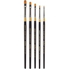 Frefly Store 5'li Set Premium Golden Taklon Boya Fırçaları, Kısa Filbert