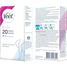 Frefly Store Veet Pure Hipoalerjenik Bacak & Vücut Bölgesi Için Parfümsüz Sir Ağda Bandı (1 x 20 Adet)