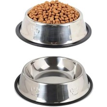 Frefly Store Busstier Paslanmaz Çelik Kedi ve Köpek  Kabı - Kaymaz Tabanlı, Dayanıklı Besleme Tası (18 Cm)