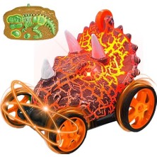 Frefly Store Uzaktan Kumandalı Dinozor Araba 360° Hareketli, Pilli,ışıklı, Drift Atan Full Fonksiyon, Ön Tekerlekleri Akrobat Dönebilen Araba (Yeşil)