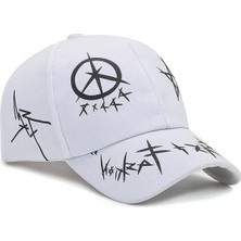 Frefly Store Unisex Metal Tokalı Trucker Şapka, Beyaz Renk