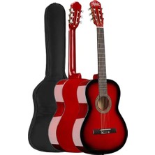 Frefly Store Midex CG-270RD Kırmızı Renk Klasik Gitar 4/4 Yetişkin Boy Sap Ayarlı Full Set