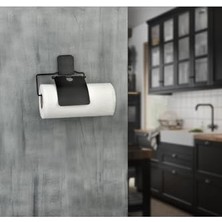 Frefly Store Yapışkanlı Kağıt Rulo Havluluk Peçetelik Havlu Kağıtlık Mat Siyah Banyo Mutfak Düzenleyici