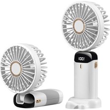 Frefly Store Taşınabilir El Vantilatörü, Mini Katlanabilir Masa Üstü Vantilatör, 5 Hızlı USB Şarj Edilebilir Vantilatörler, LED Ekranlı Ev Ofis Seyahat Için Pil ile Çalışan Mini El Vantilatörü (Beyaz)