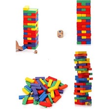 Frefly Store Renkli Ahşap Denge Oyunu - Eğlenceli Aile Oyun Seti