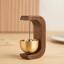 Frefly Store Mallart® Masif Ahşap ve Pirinç Kapı Zili Rüzgar Çanı (Manyetik) | Yapıştırıcılı/cam Kapı Uyumlu | Minimal Dekoratif Kapı Çanı | Ev Ofis Dükkan Giriş Zili
