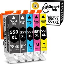 Frefly Store Uyumlu Yazıcı Kartuşları Canon Pgı 550 Xl Clı 551 Xl Mürekkep Kartuşları, Chip, Canon Pixma MG5450, MX725, MX925, MG6450, MG5550, IX6850, MG5650, IP7250, IP8750 1 Set For Canon PGI-550XL CLI-551XL