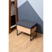 Frefly Store Mudesa MDSPUF002 Metal Ahşap Sandıklı Puf Bank Oturaklı Ayakkabılık Ayakkabı Boya Fırça Kutusu Dolabı