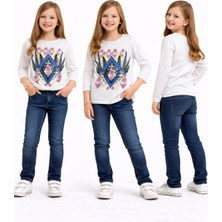 Popshops Kız Çocuk Etnik Desen Tshirt