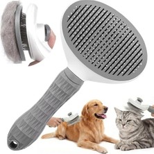 Frefly Store Kendini Temizleyen Kedi Köpek Tarağı - Basma Tuşu Mekanizmalı Otomatik Temizlenen Tüy Toplama Fırçası - Cilt Dostu Çelik Iğne - Kaymaz Ergonomik Sap - Uzun Kısa Tüyler Için - Füme