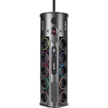 Frefly Store S-Link PRZ01 Prizhive 3 Metre 1860 Joule 1.5mm 1 USB 1 Typec 2.1A/5V 16A 250V 3680W 10LU Akım Korumalı Priz