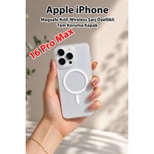 Apple iPhone 16 Pro Max Uyumlu Kılıf Magsafe Wireless Şarj Özellikli Tam Koruma Şeffaf Kapak (Manyetik Kılıf)