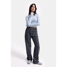 It's Basic Kadın Mavi Çizgili 1W6-7 Loose Fit Özel Kumaş Tasarım Denim Jean